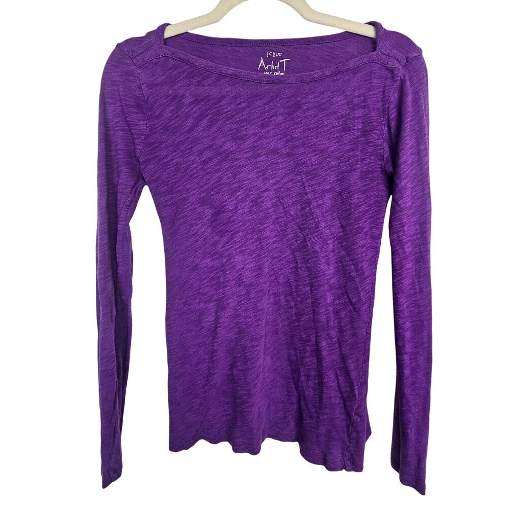 J. Crew Womens Artist T Sz XS Cotton Breathable Boat Neck Stretch Preppy T-Shirt